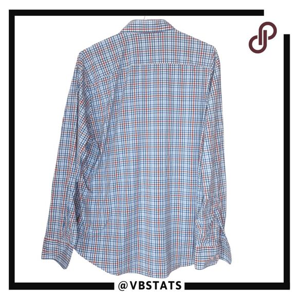 Peter Millar Men's Summer Comfort Gingham Check Button-down Shirt Blue Red XL - Picture 2 of 9